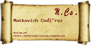 Matkovich Csörsz névjegykártya